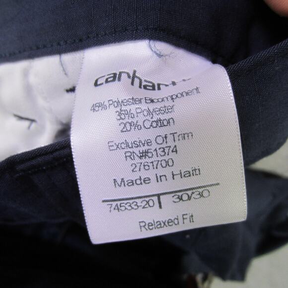 Carhartt Pants Mens 30x30 Navy Relaxed Fit Ripstop Work Utility Pockets 74533-20 - Picture 7 of 8